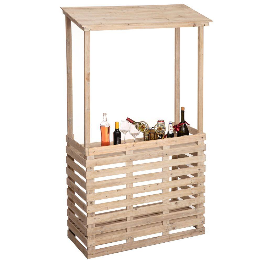 Multi-Use Wooden Outdoor Bar Counter with Roof for Garden Patio Parties, BBQs, Weddings & Events price history on PriceWatchPro