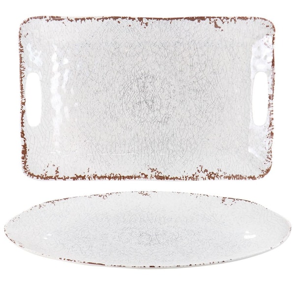 Laurie Gates Mauna 18 in. W x 1 in. H x 11 in. D White Melamine Serving Tray Set (2-Piece)
