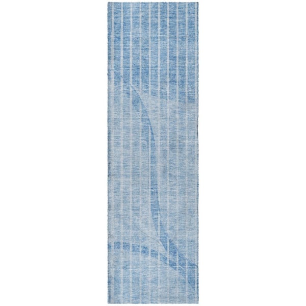 Dream Shag Premium Machine Washable Abstract ADS723 Blue 2 ft. x 7 ft. Runner Rug