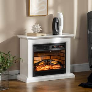 31 in. Freestanding Electric Fireplace in White with Dimmable Flame Effect and Mantel, Space Heater with Remote Control