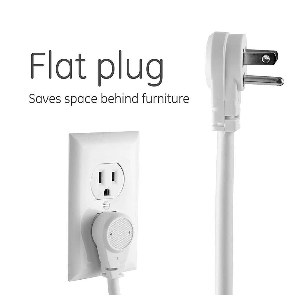 White 8' Cord 6-Outlet Surge Protector Power Strip