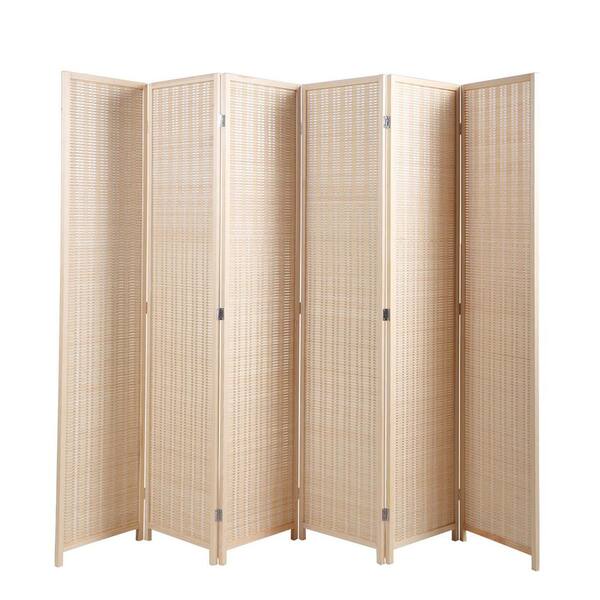 cadeninc Natural 6-Panel Bamboo Room Divider, Private Folding Portable Partition Screen for Home Office