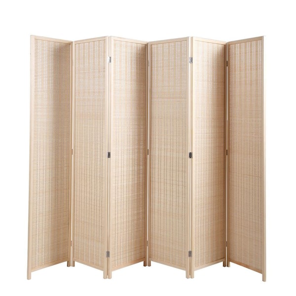 cadeninc Natural 6-Panel Bamboo Room Divider, Private Folding Portable ...