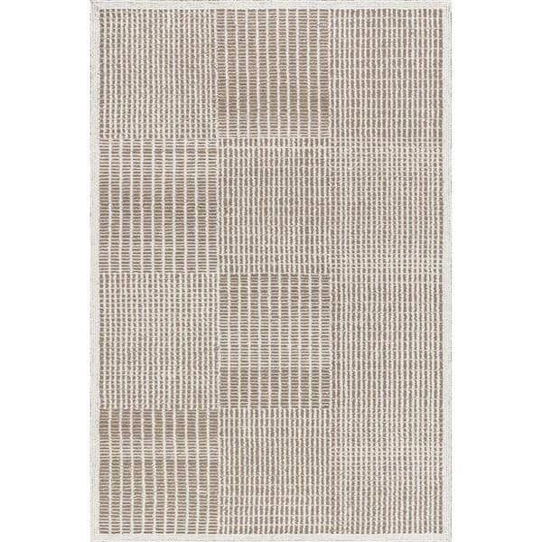 Frenshe Interiors Montceito Tiled Wool Taupe 9 ft. x 12 ft. Indoor/Outdoor Patio Area Rug
