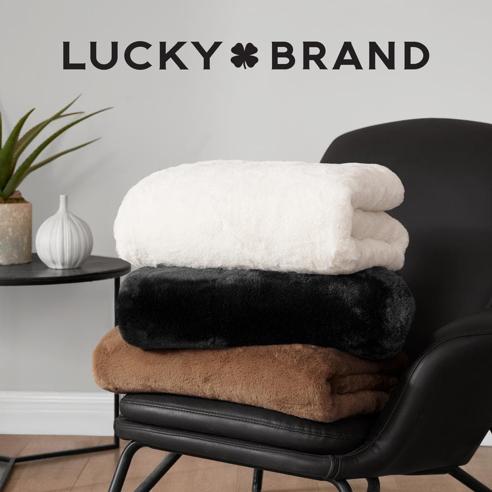 Brown 50" x 70" Reversible Faux Fur Throw Blanket