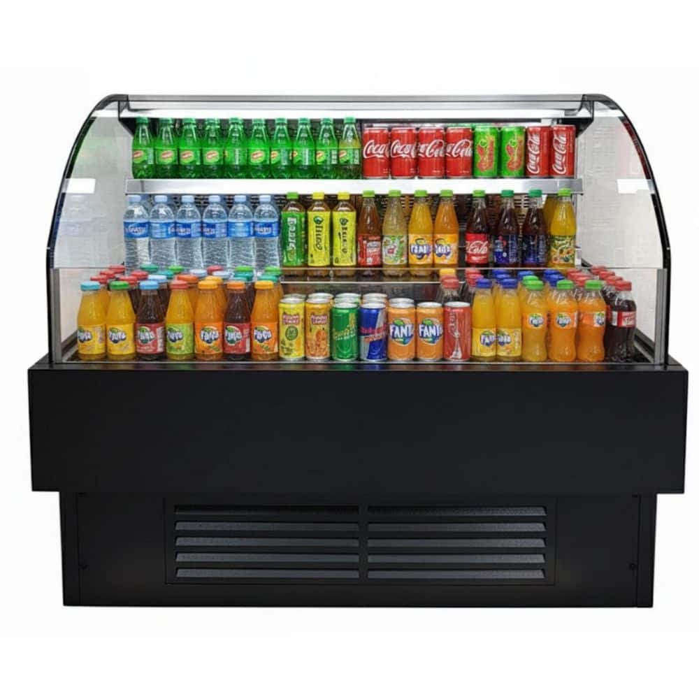 60 in. 14.3 cu. ft. Commercial Horizontal Air Curtain Merchandiser Refrigerator with LED Lighting in Black