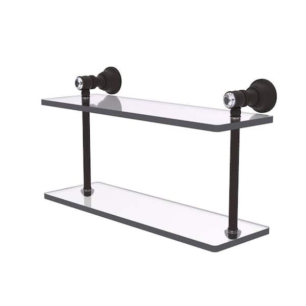 Allied Brass Carolina Crystal Collecetion 16 in. W x 9.2 in. H x 5.6 in. D Glass Rectangular Shelf in Oil Rubbed Bronze