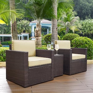 Palm Harbor 3-Piece Wicker Outdoor Conversation Set with Sand Cushions