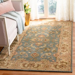 Heritage Blue/Beige 6 ft. x 6 ft. Square Border Area Rug