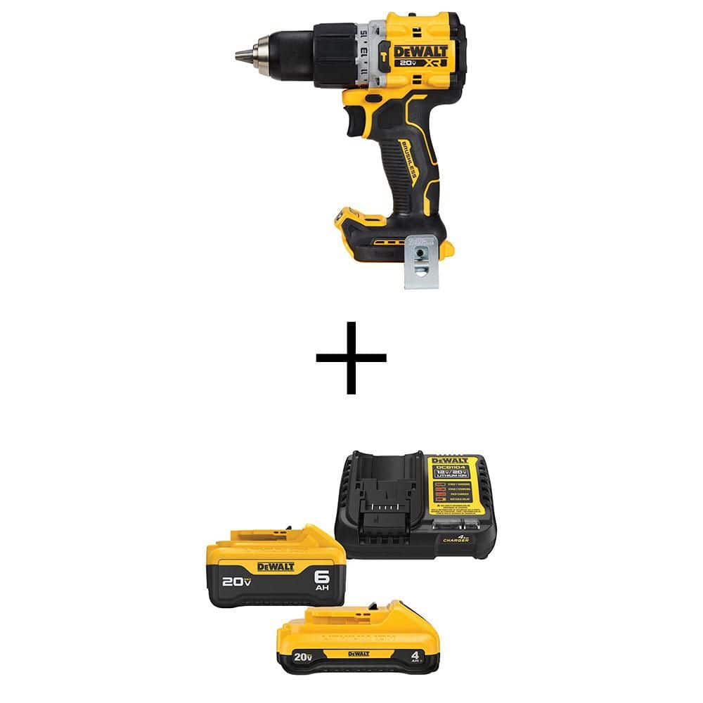 20-Volt Compact Cordless 1/2 in. Hammer Drill with 6.0 Ah and 4.0 Ah Batter