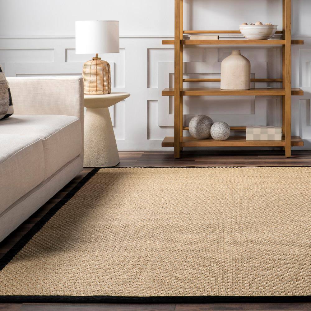 Meena Black and Tan Faux Seagrass 5x8 Indoor/Outdoor Area Rug