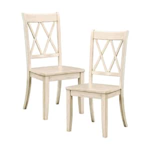 Festus White Finish Wood Dining Chair without Cushion, Set of 2