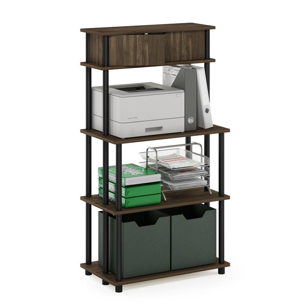 Columbia Walnut and Black PVC Freestanding 4-Shelf Storage Unit