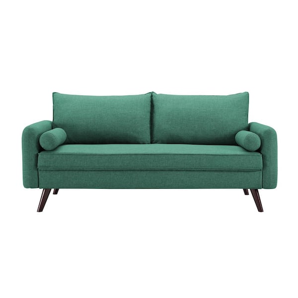 Lifestyle Solutions Callie 32.3 in. Green Polyester 3-Seater Tuxedo Sofa with Removable Cushions