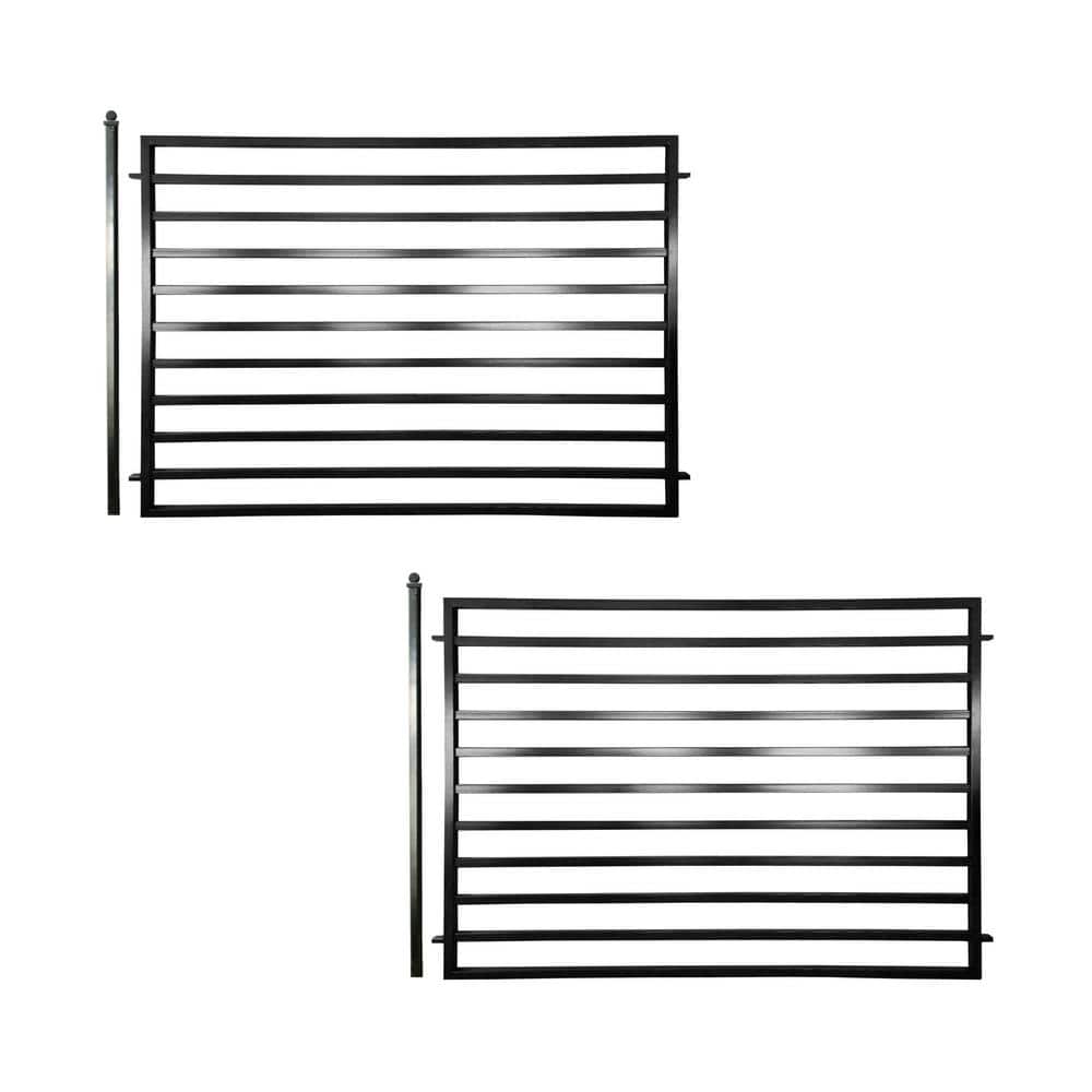 8 ft. x 5 ft. Milan Style Security Fence Panels Steel Fence Kit 2-Panel Gat