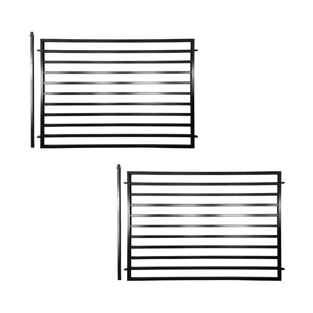 Milan Style Black Steel 8x5 ft Ornamental Fence Panels