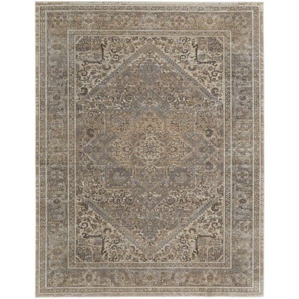 2 ft. x 8 ft. Tan, Brown Floral Area Rug