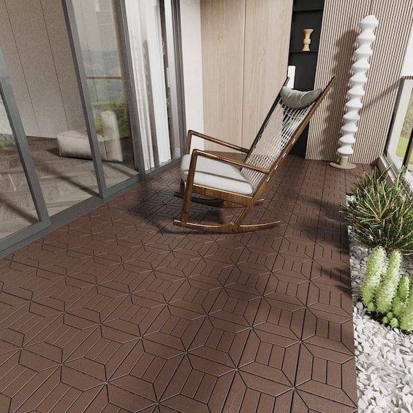 Unbranded 44pcs 12 in. x 12 in. Patio Deck Tiles, DIY Module Interlocking Decking Tiles Floor Tile, Tiles for Poolside Backyard