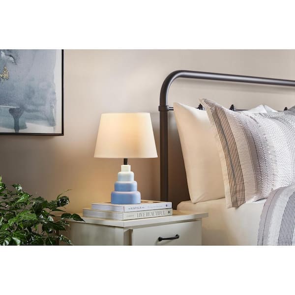 Hampton Bay Tate 14.05 in. Ombre Blue Mini Table Lamp
