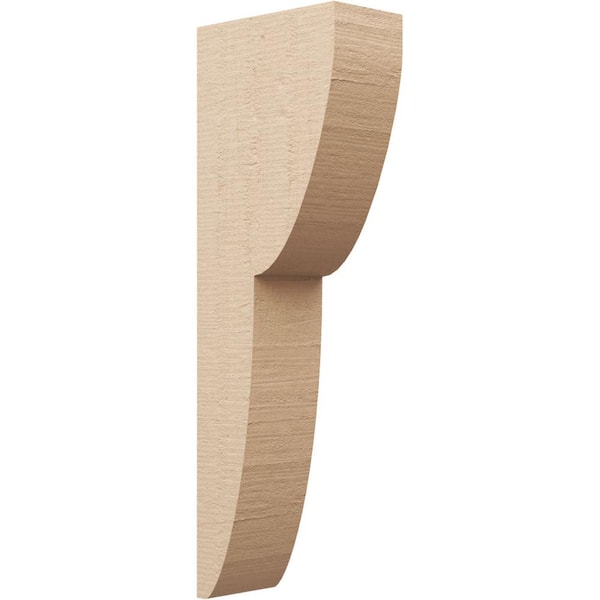 Ekena Millwork Thin Series 2 6 in. x 12 in. x 36 in. Crestline Rough Cedar Woodgrain Timberthane Polyurethane Corbel in Primed Tan