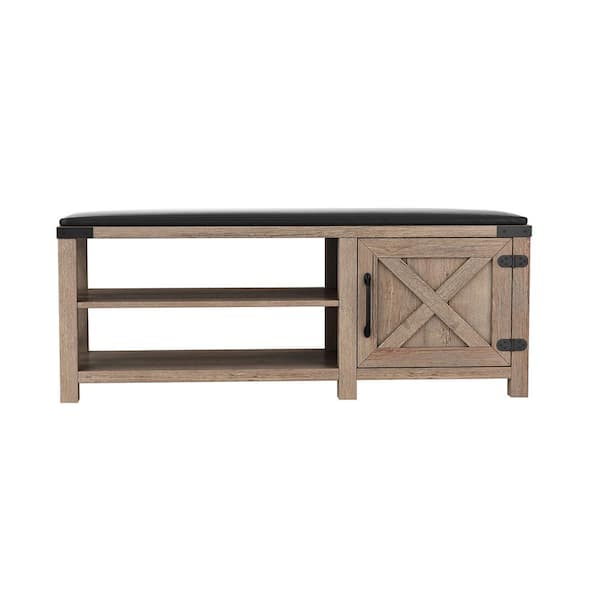 Unbranded Erinn Brown Farmhouse Shoes Dining Bench With Seat Cushion 48 in.