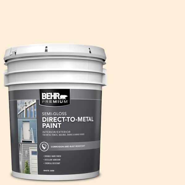 BEHR PREMIUM 5 gal. #70 Linen White Semi-Gloss Direct to Metal Interior/Exterior Paint