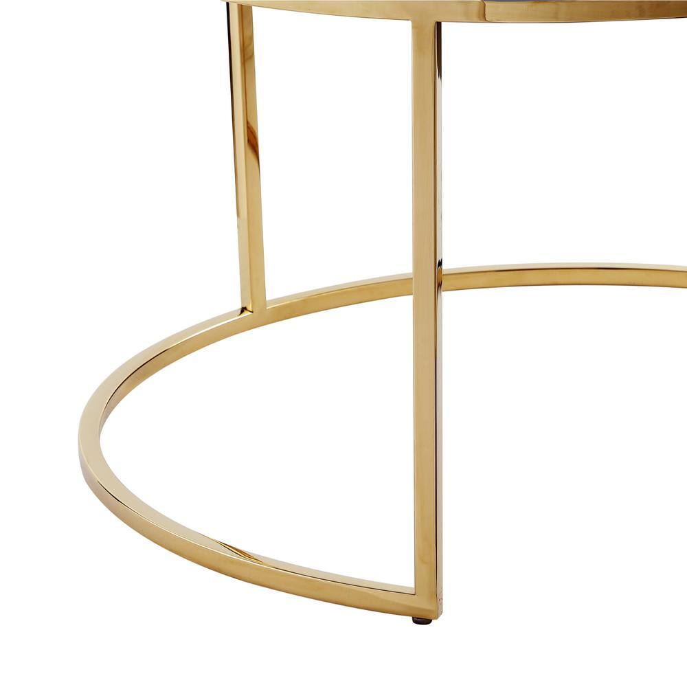 Blush Velvet Tufted Round Nesting Ottoman Set with Gold Base
