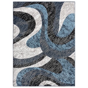 Catalina Huron Blue/Grey 8 ft. x 10 ft. Abstract Area Rug