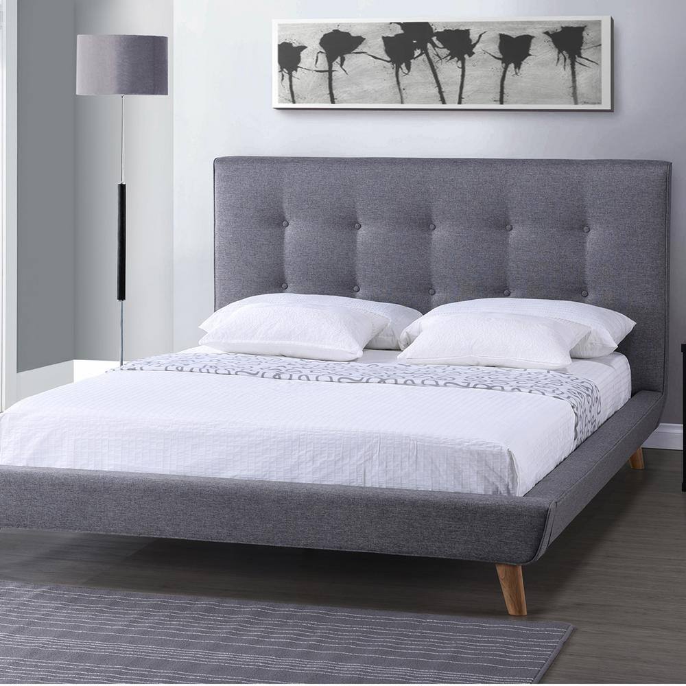 Baxton Studio Jonesy Gray King Upholstered Bed 28862 6706 Hd The Home Depot Baxton Studio Jonesy Gray King, Baxton Studio King Bed