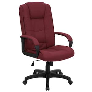 Jessica Fabric High Back Executive Chair in Burgundy Fabric with Arms