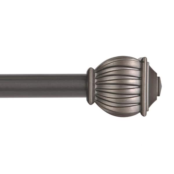 Kenney Benji 48 in. - 86 in. Adjustable Single Curtain Rod 5/8 in. Diameter in Pewter Gray with Soft Square