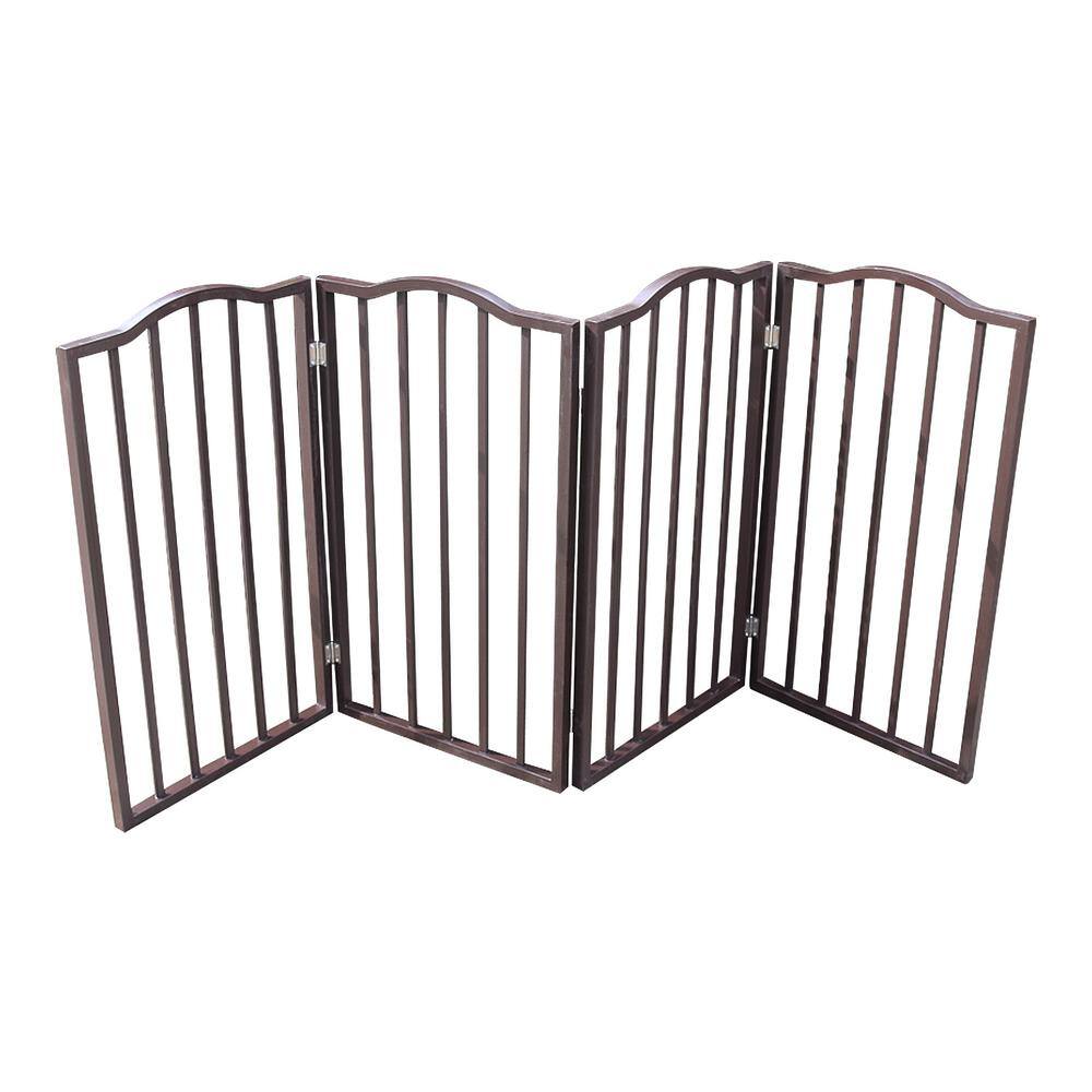 Pet Gate - Dog Gate for Doorways, Stairs or House - Freestanding, Folding, Brown, Arc Wooden price history on PriceWatchPro
