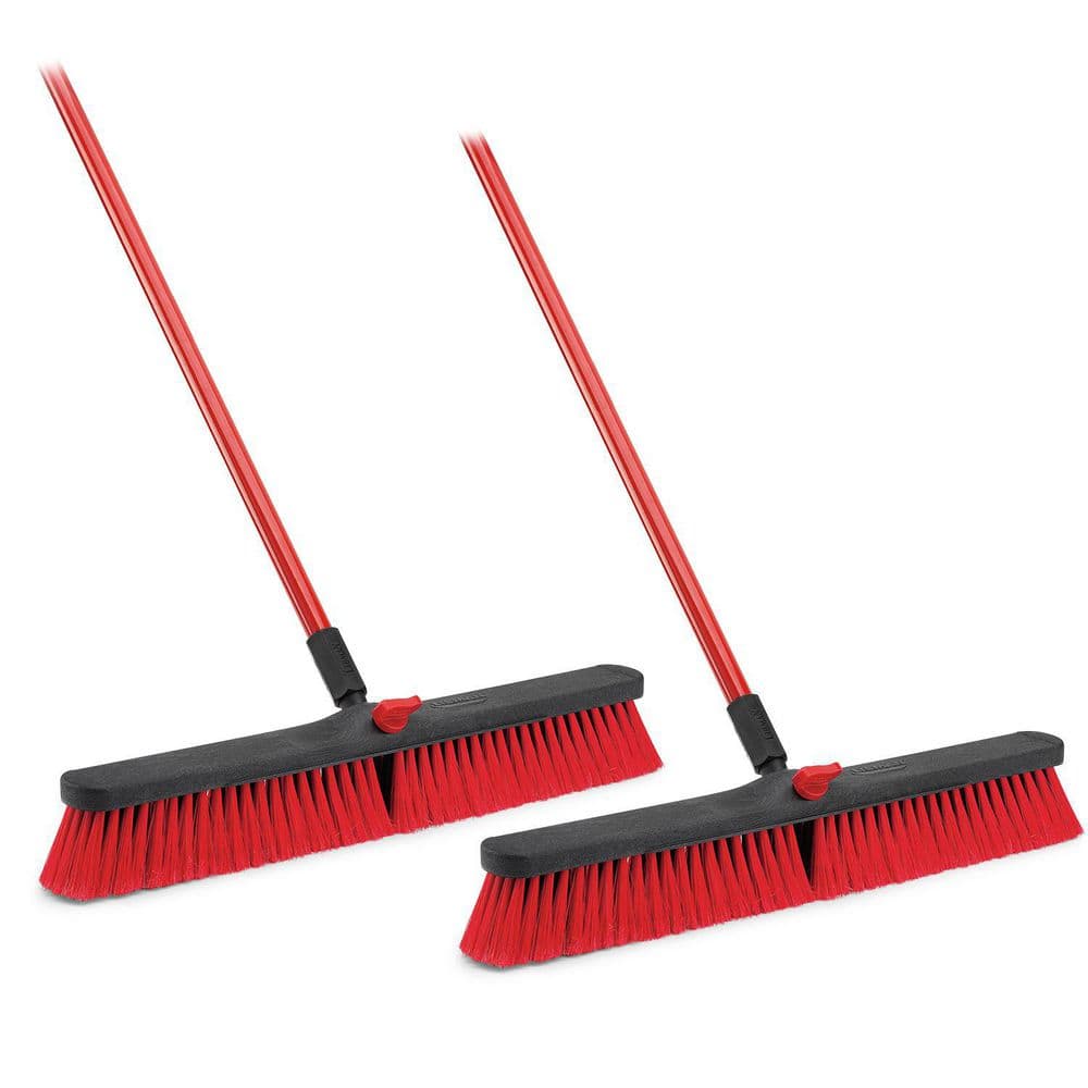 Outdoor Stiff-Bristle Poly Push Broom, 24, Red, Each - mastersupplyonline