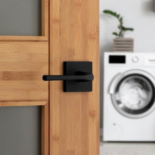 Kwikset Lisbon Square Matte Black Hall/Closet Door Handle