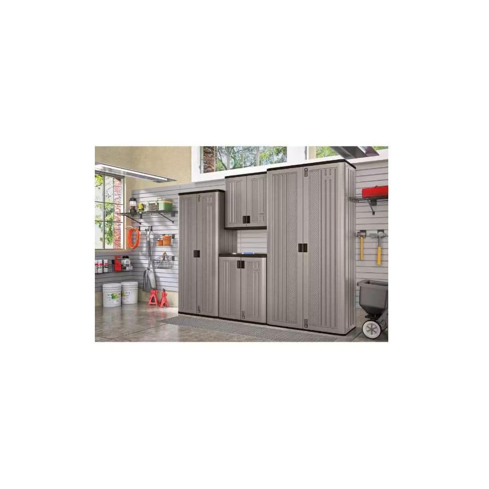 Suncast 5-Piece Plastic Garage Storage Cabinet Set in Platinum