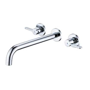 8014 2-Handle Wall Mount Roman Tub Faucet with High Flow Rate and Long Spout in Polished Chrome