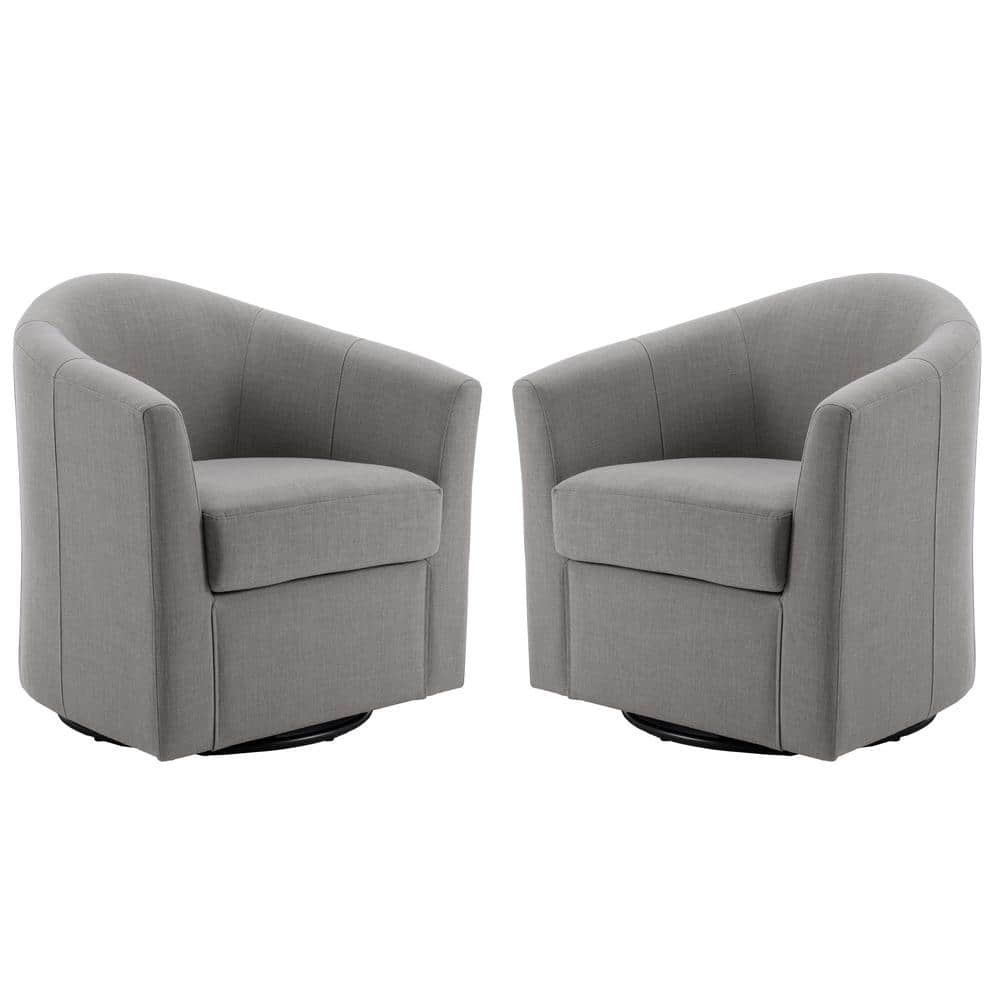 Coffee Linen Upholstered 360° Swivel Accent Barrel Chair with Metal Base(Set of 2) price history on PriceWatchPro