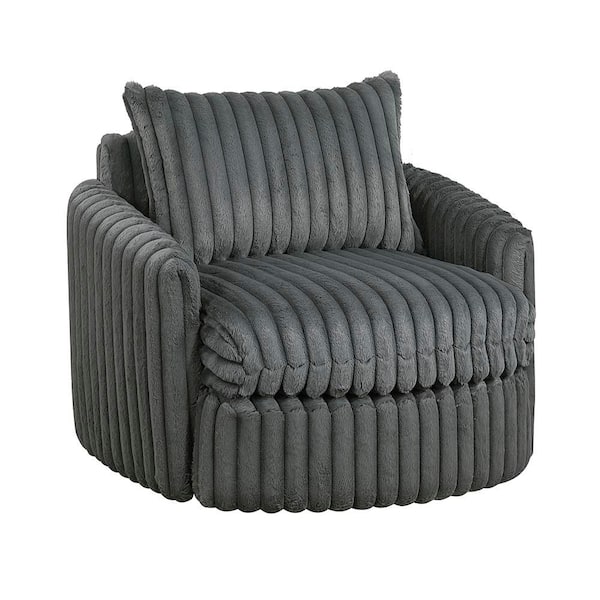 Edelweiss Dark Gray Corduroy Fabric Upholstery Swivel Chair