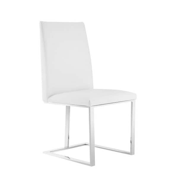 Frankie White & Brushed Stainless Steel Dining Chair