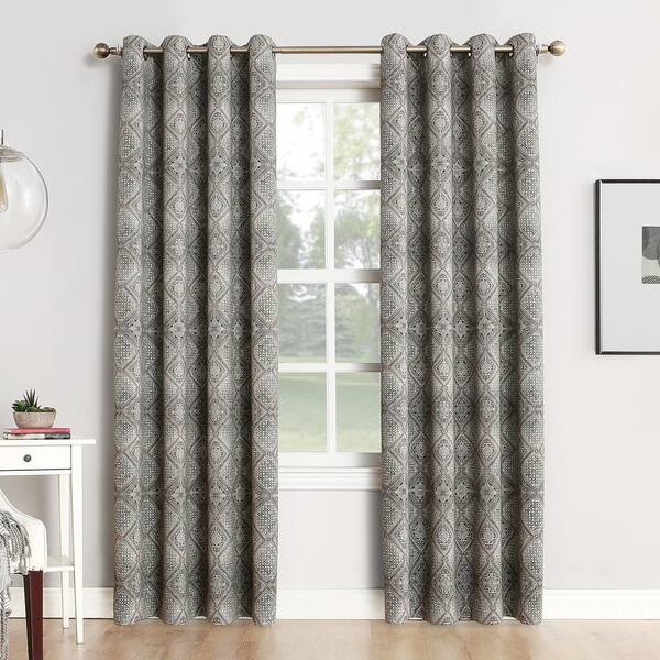 Sun Zero Neema Woven Home Theater Grade Blackout Coal Grommet Single Curtain Panel - 52 in. W x 95 in. L