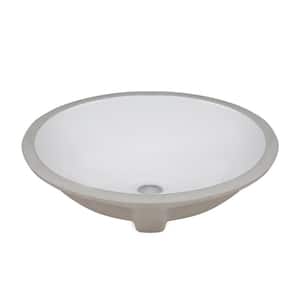 Symmetry 18.31 in. Oval Undermount Bathroom Sink in White with Overflow Drain
