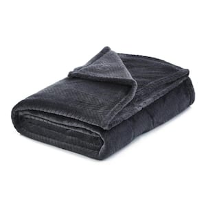 Charlie Dark Slate Gray Solid Color Polyester Throw Blanket