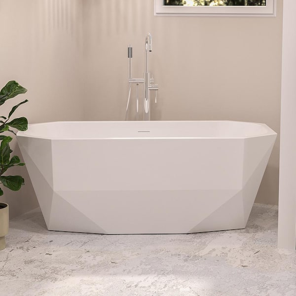 INSTER Diamond 67 in. x 31 in. Acrylic Non-Whirlpool Soaking Bathtub with Center Drain in White