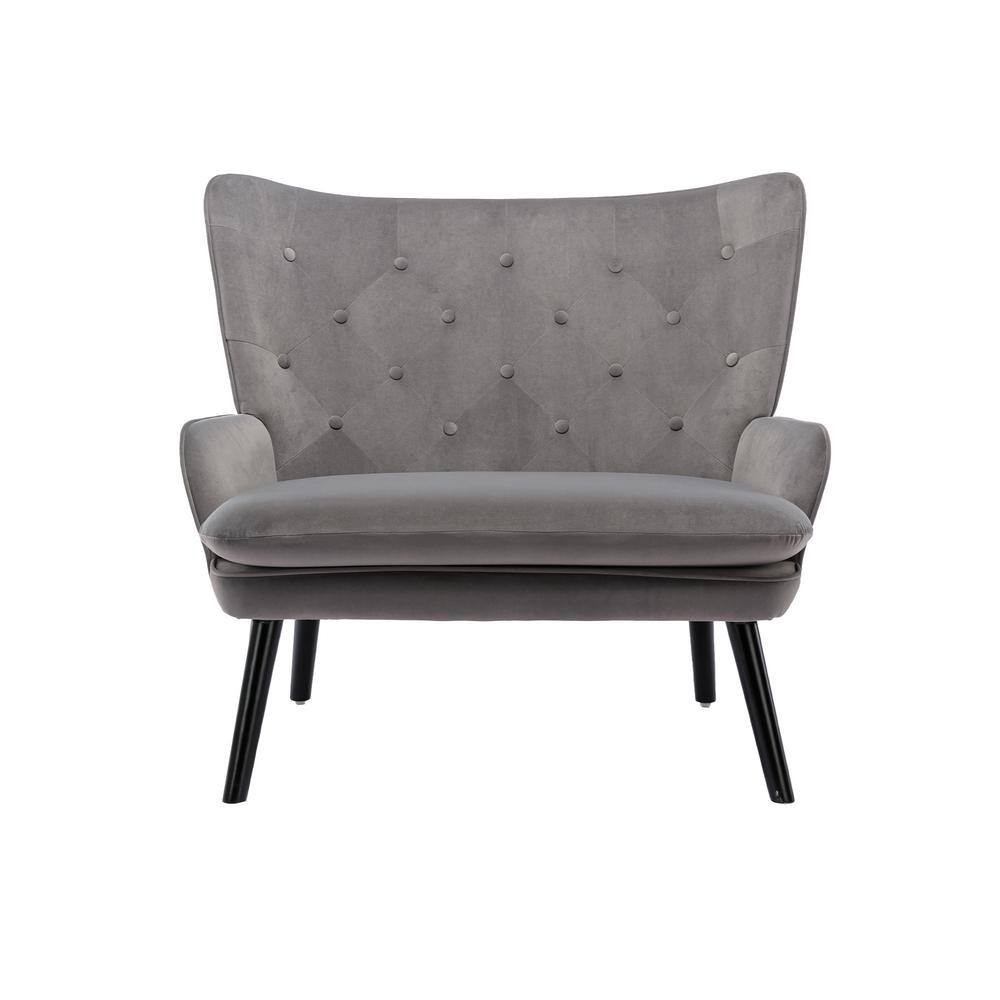 40 in. Silver Gray Polyester 2-Seat Loveseat with High Tufted Back