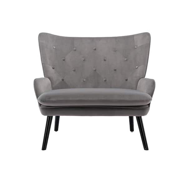 Unbranded 40 in. Silver Gray Polyester 2-Seat Loveseat with High Tufted Back