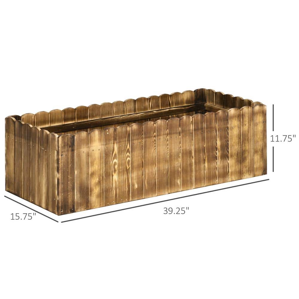 Natural Wood Outdoor Raised Garden Bed Planter Box
