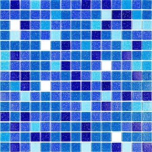 Mingles 12 in. x 12 in. Glossy Blue Glass Mosaic Wall and Floor Tile (20 sq. ft./case) (20-pack)