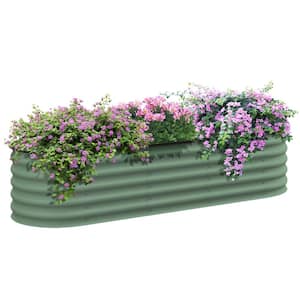 76.75 in. x 23.5 in. x 16.5 in. Raised Garden Bed Kit Green Steel Outdoor Planter Box with Safety Edging