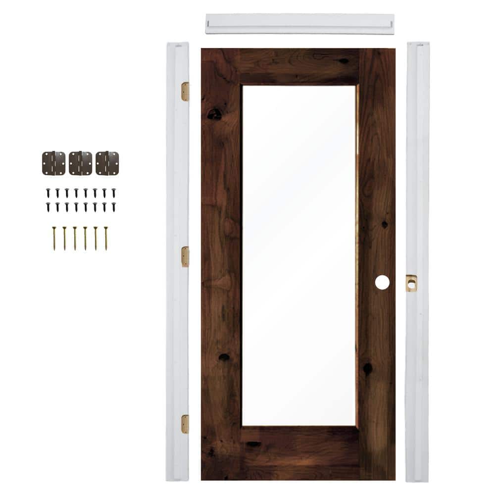 28in.x80in. Left-Hand 1Lite ClearGlass Red Mahogany Stain Wood Assembly Required Interior Door Kit w/Quick Assemble Jamb price history on PriceWatchPro