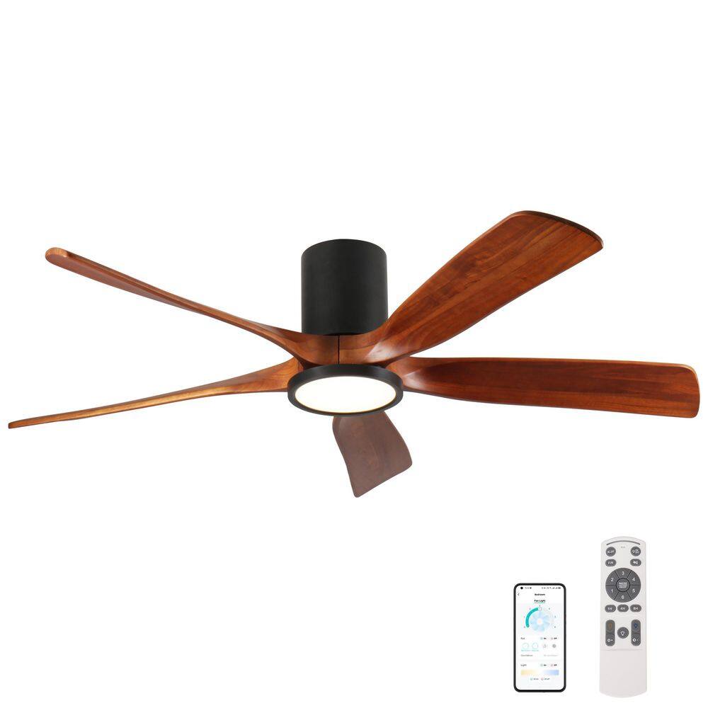 60 in. Flush Mount Ceiling Fan with Light, 5 Solid Wood Blades, Quiet Reversible DC Motor, APP and Remote Control price history on PriceWatchPro